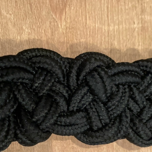 NWT Anthropologie Black Braided Leather brass hardware strap OS - Picture 6 of 12